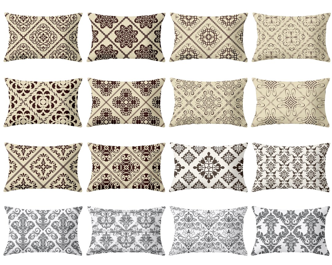 Geometric Floral Pattern Lumbar Pillow Cover 12 X 20,16 X 24,20 X 30