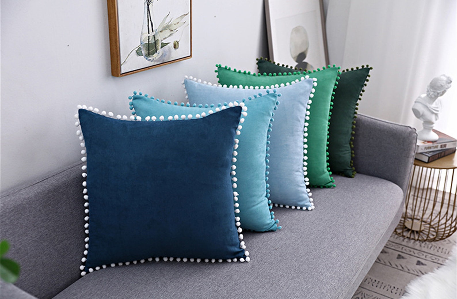 Suede Blue Pillow Covers 14 X 20 20 X 20 Solid Color Etsy
