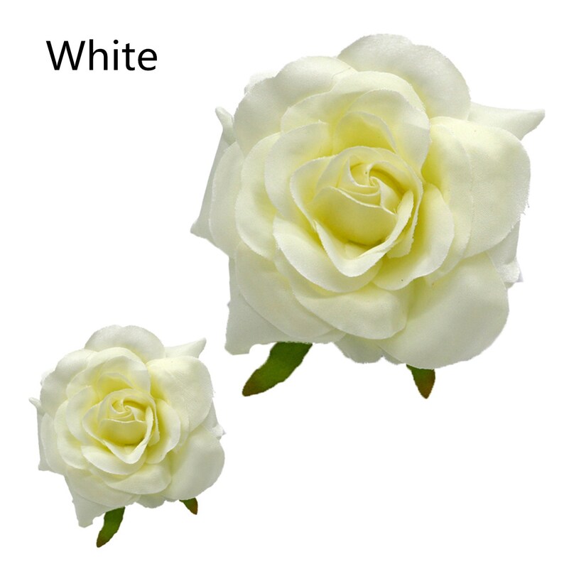 90-95mm3.5\u201d,7 Colors 50pcs Artificial big Rose Bud Silk Flower Heads For Clips Bridal Wedding Party Home Decor Bouquet