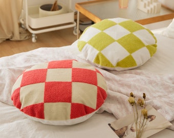 Qh11n Tan Thick Cotton Blend Round Cushion Cover/Pillow Case Custom Size 