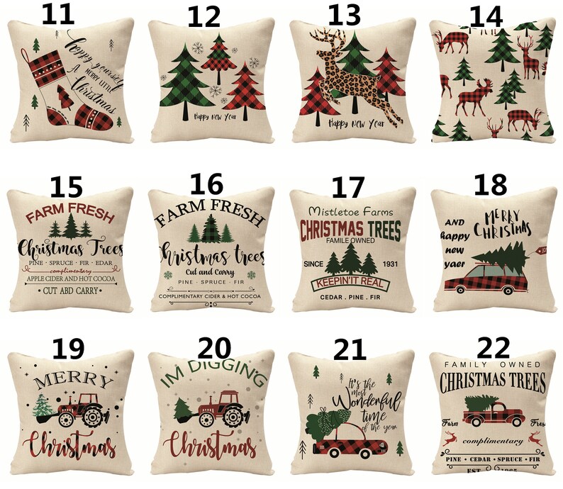 Beige Christmas Pillow Covers/cotton Linen Throw Pillow Etsy