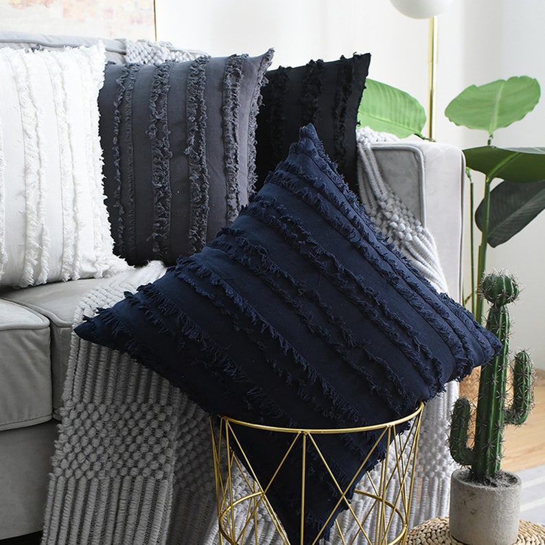 Boho Pillow covers12 x 20,18 x 18,20 x 20Cotton linen Throw pillow cover,Tassel Square Cushion Covers for Home sofa Lumbar Pillowcases