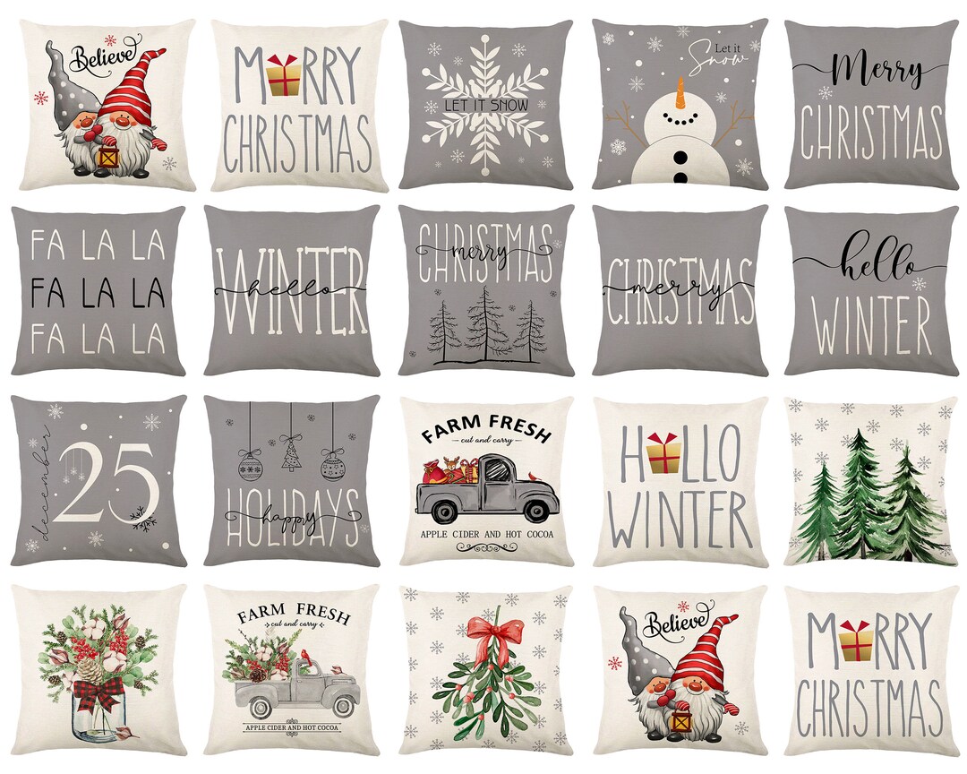 Gray Winter Pillow Covers,decor Christmas Throw Pillow Cover,xmas
