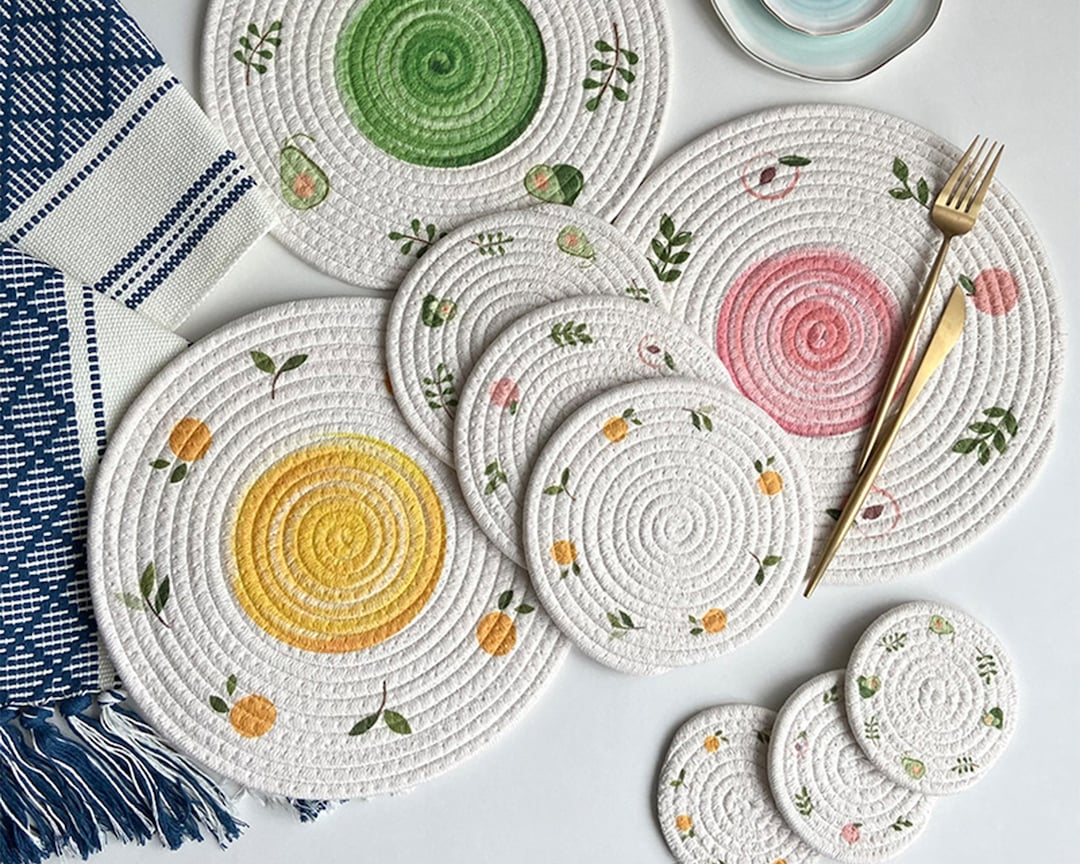 Handwoven Cotton Rope Placemats/coaster 4/6/12inch Round Placemats