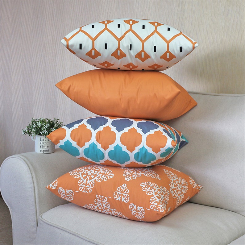 Orange Outdoor Patio Pillow Covers ANY Size/lumbar Etsy