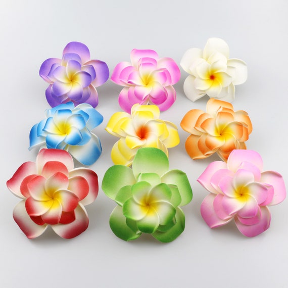100x Wedding Hawaiian Frangipani Foam Plumeria Flower Craft Head Orange