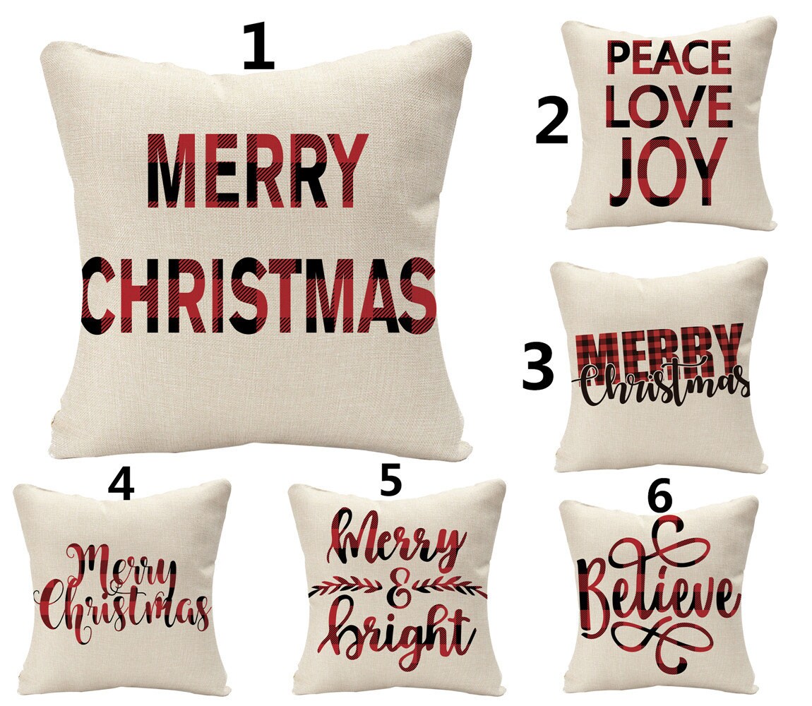 18 X 18Linen Christmas Throw Pillow Covers Red plaid Decor Etsy