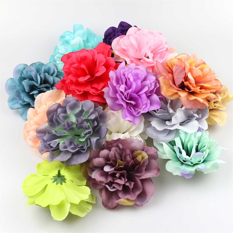 100Pcs 11cm Silk Bloom peony Artificial plastic flowers for christmas decor home wedding accessories scrapbook fake peonies diy wreath gifts