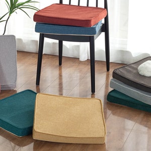 Taicanon Square Chair Cushion Seat Pad,Thicken Tufted Chair Cushion,Detachable  Tatami Floor Cushion,Soft for Home Office Dorm White 40x40cm(Blue) 