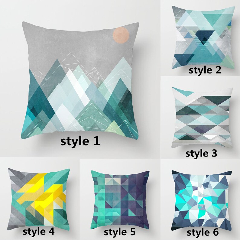 Blue Geometry Pillow Covers Throw Pillow Cases/lumbar Pillow Etsy