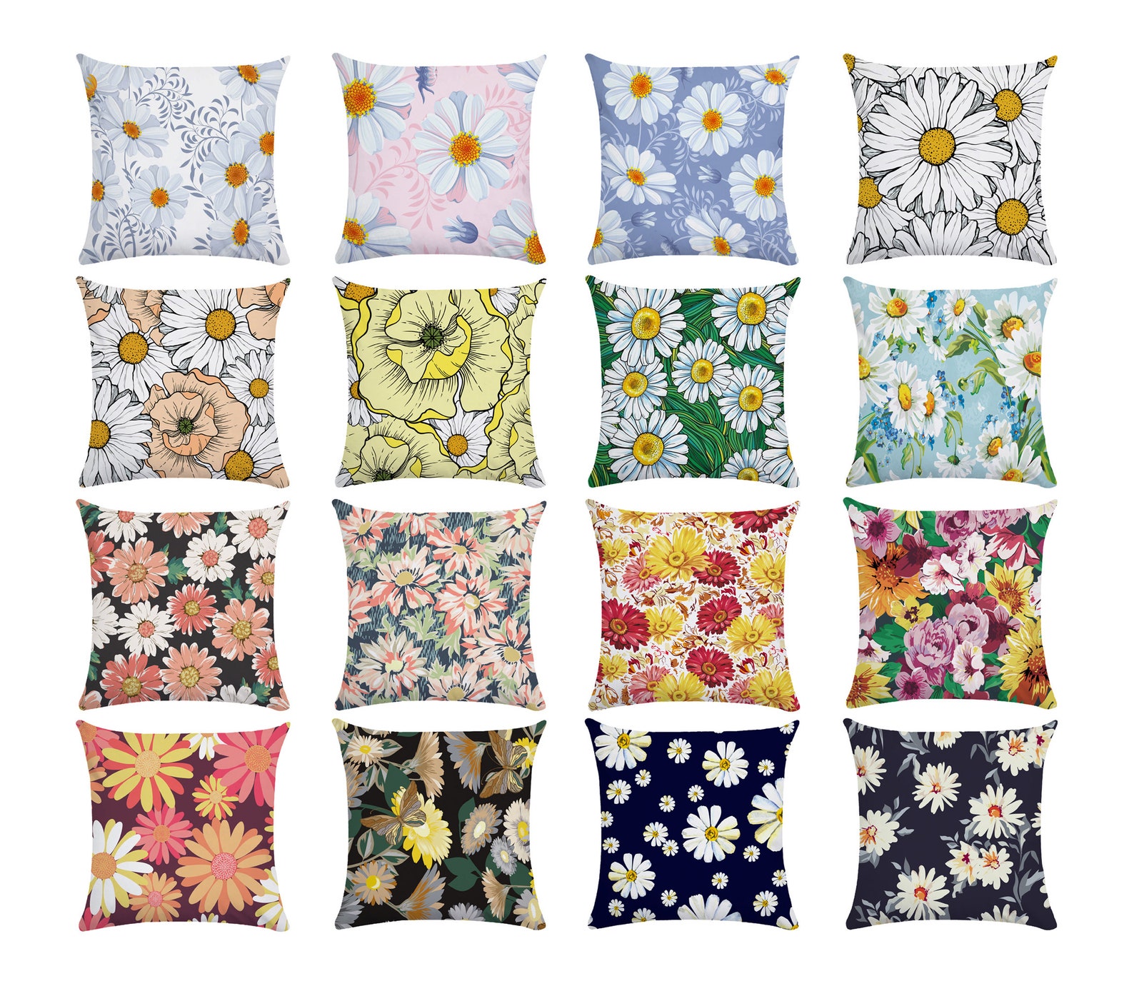 Daisy flower Throw Pillow coverSquare pillow cover for Home Etsy