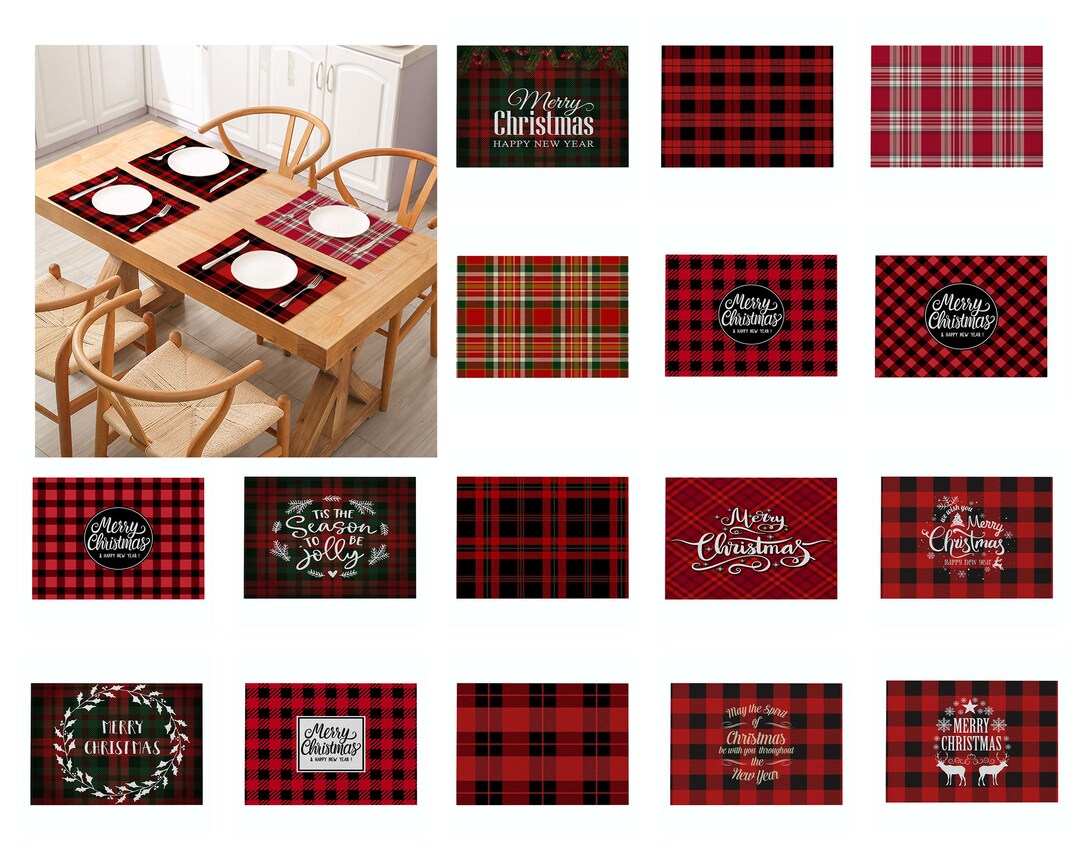 Linen Placemats,red Buffalo Plaid Placemats/christmas Placemats,waterproof Placemats,placemats