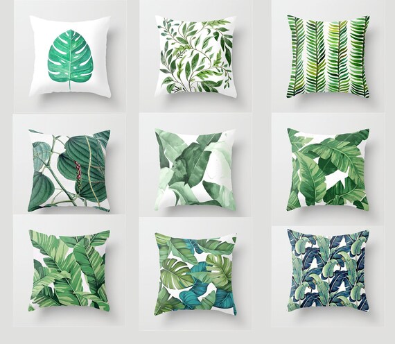 Green Leaf Plant Pillow Case Sofa Waist Throw Cushion Cover Polyester Home Decor Green Leaf Plant Pillow Case Sofa Waist Throw Cushion Cover Polyester Home Decor