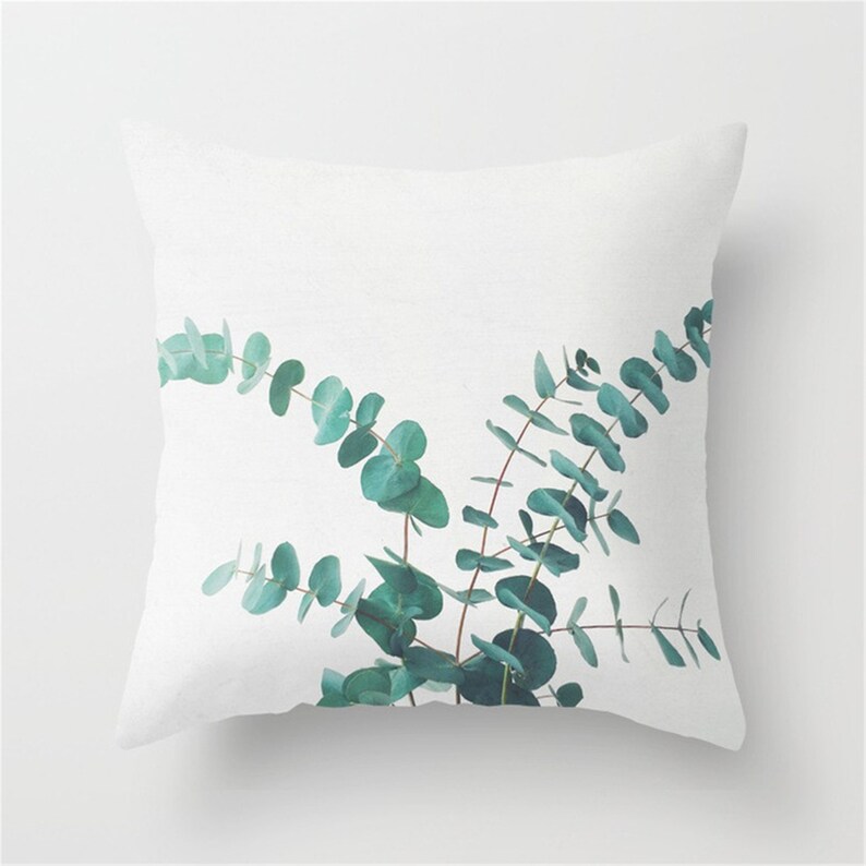 Green Leaf Pillow Covers/green With White/lumbar Etsy