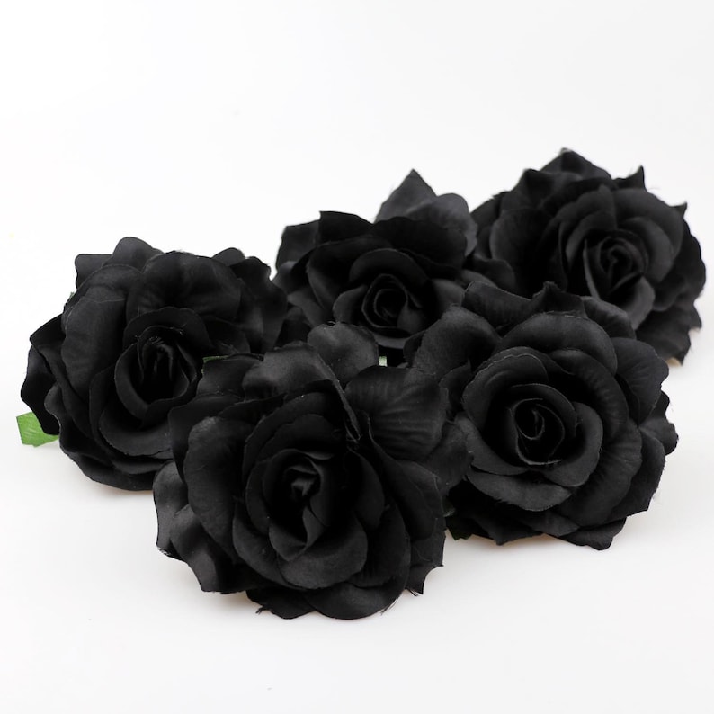12cm Black Silk Rose Heads 550pcs Black Artificial Flowers Etsy