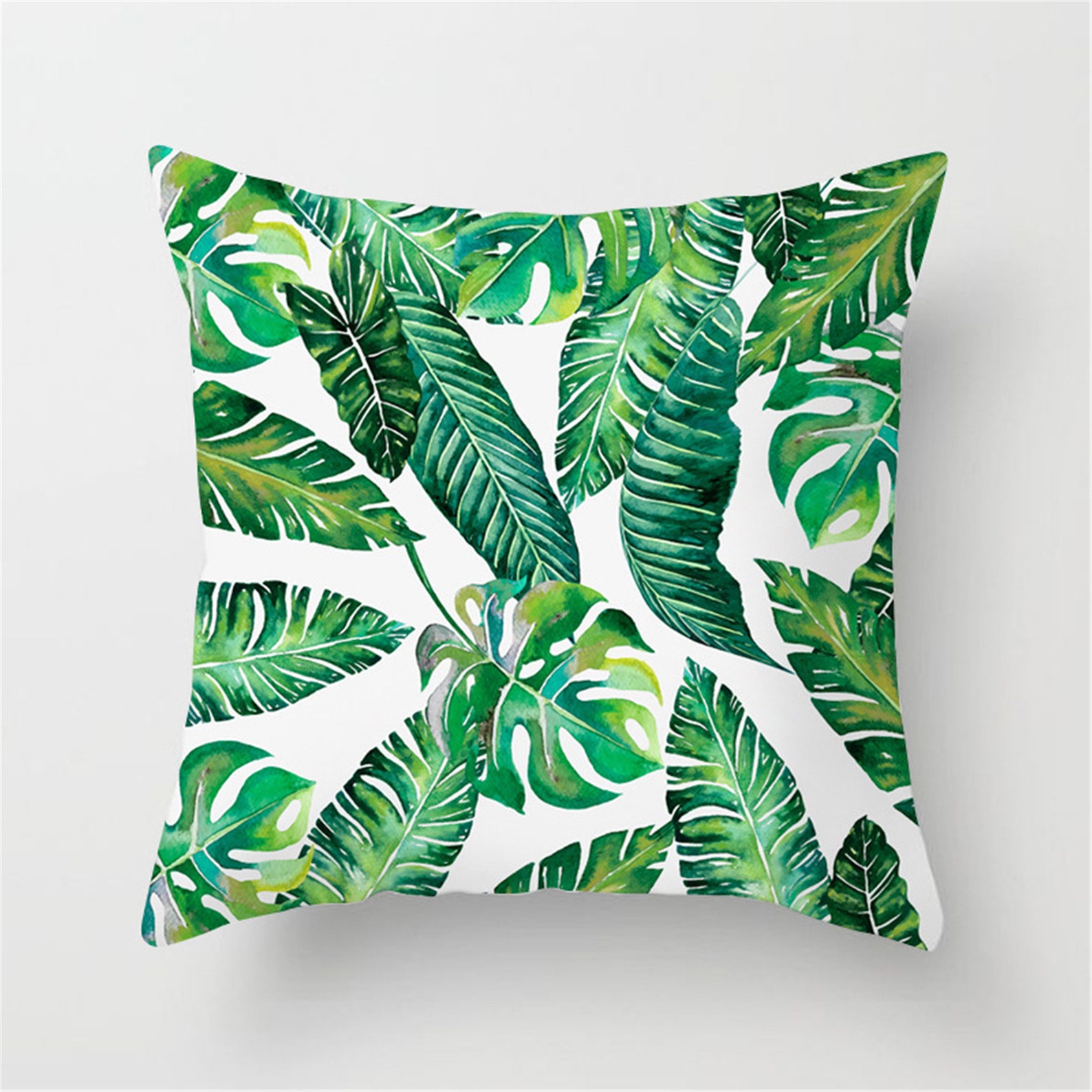 Tropical Leaves Pillow Covers/Summer Green w/White/Throw Etsy