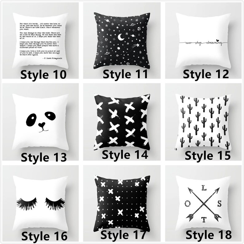 Black and White Pillow Cover/12 X 2016 X 1618 X 1820 X Etsy