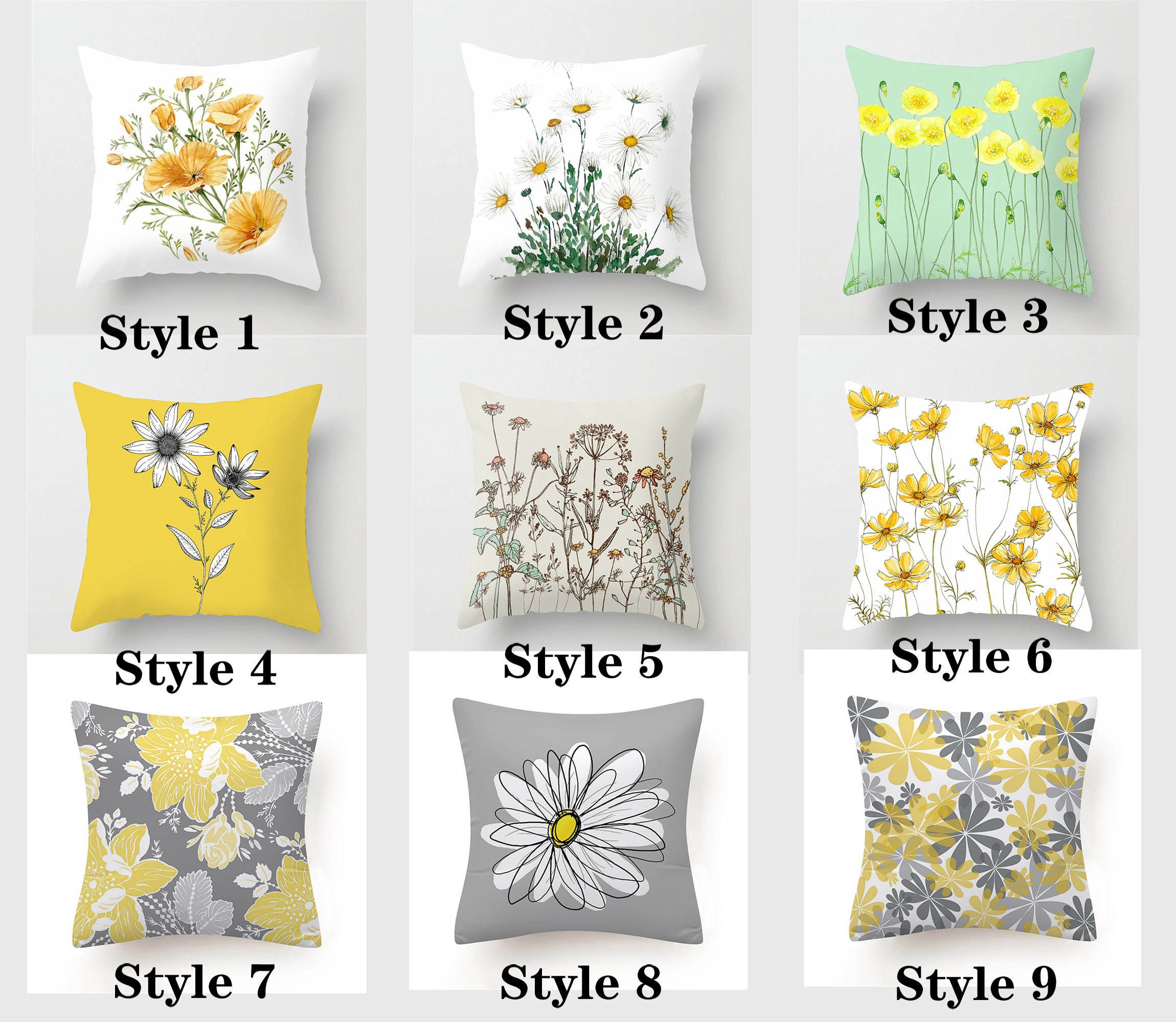 Yellow Flowers Pillow covers Throw Pillow Cases/Lumbar pillow Etsy