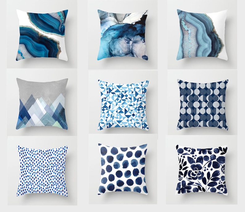 18x18abstract Art Blue Pillow Cover Throw Pillow Etsy