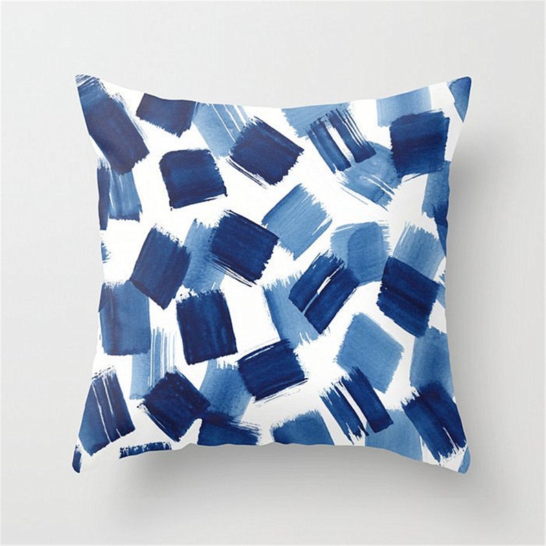 Abstract Ink Blue Painting Pillow Covers Throw Pillow Case Etsy