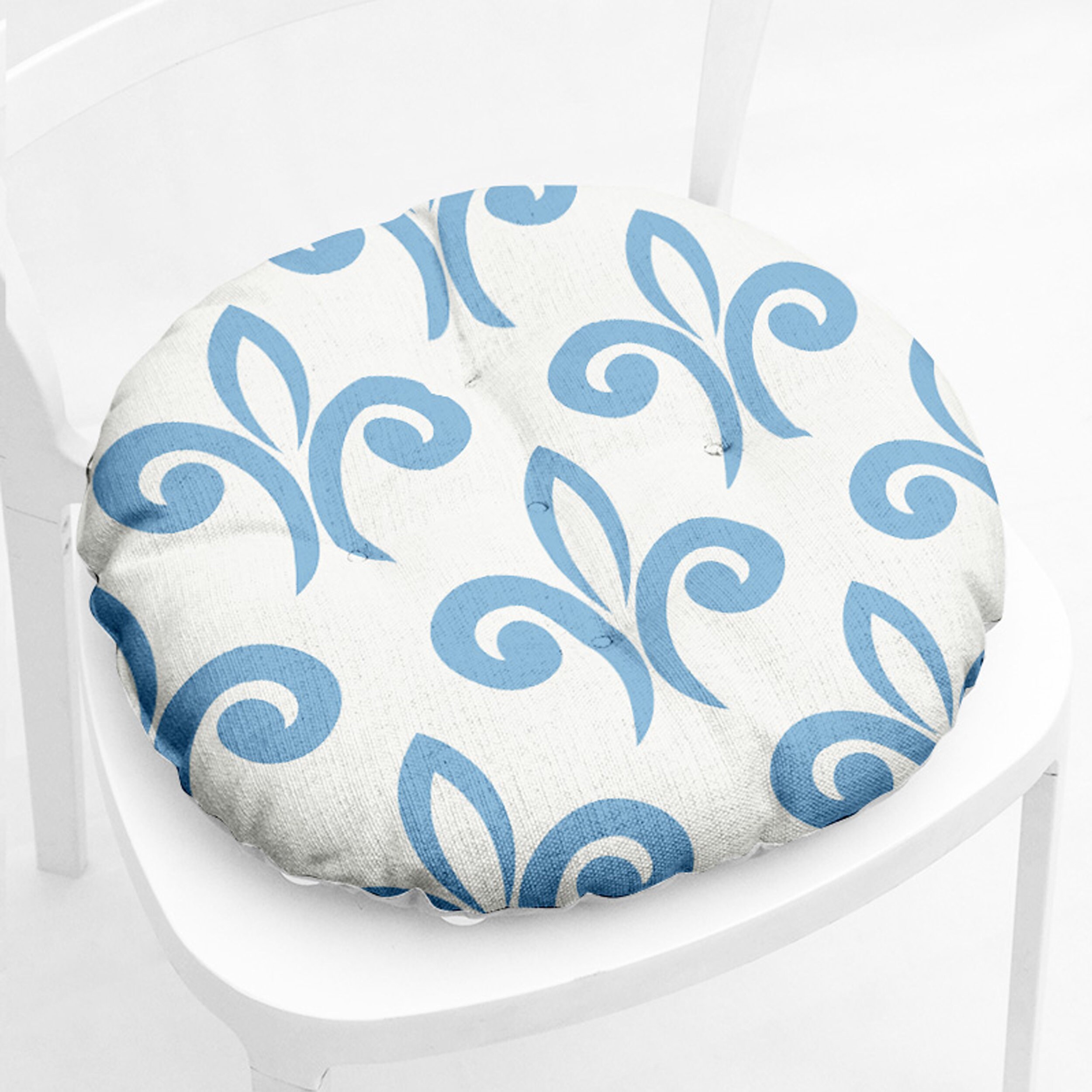 Linen Blue Round Chair cushion 15 Chair Pads Etsy