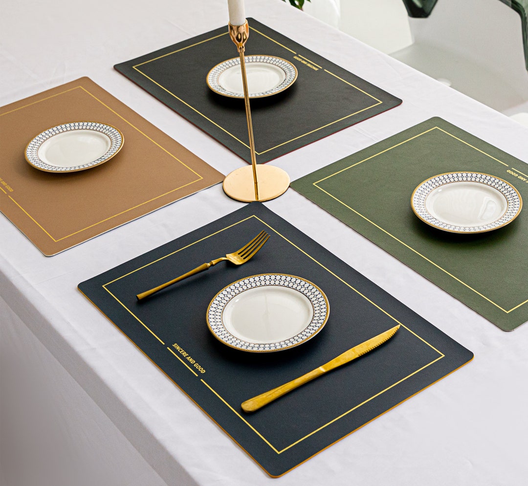 Rectangle PU Leather Placemats,faux Leather Placemat,double Sided Waterproof Placemats,dining