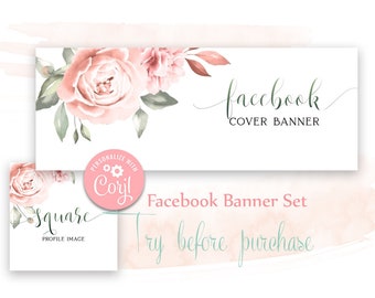 Editable Facebook Cover and Profile Image Templates. Facebook Page Branding Set. Customizable Banners. BL2