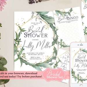 Editable Bridal Shower Template Set. Electronic and Printable - Etsy