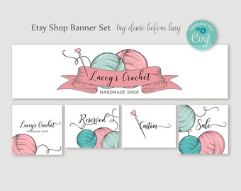 shop icon receipt banner mini banner Yarn Etsy Shop Set Kit complete with big banner and two fonts! listing cover photo