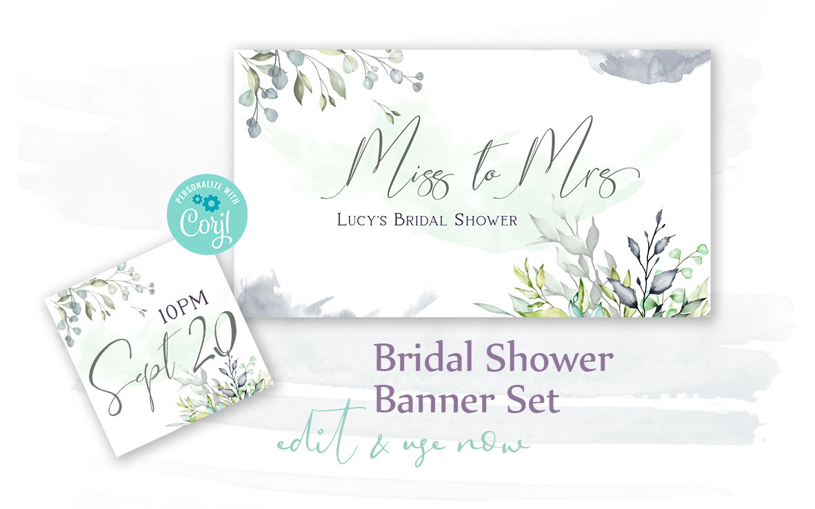 Bridal Shower Banner Set. EDITABLE FACEBOOK EVENT Cover With Bridal Shower Banner Template