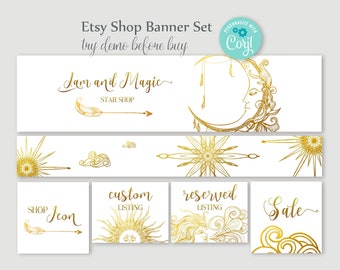 Editable Etsy Shop Banner Templates. Cover banner, Shop and Sale Icon, Reserved and Custom listing templates. DIY Etsy branding kit.MO1