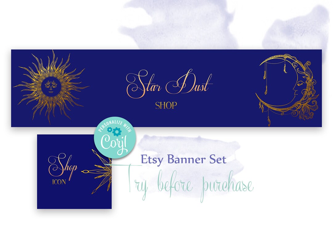 Set of Two Editable Templates for Etsy. Etsy Header Banner and Etsy UK
