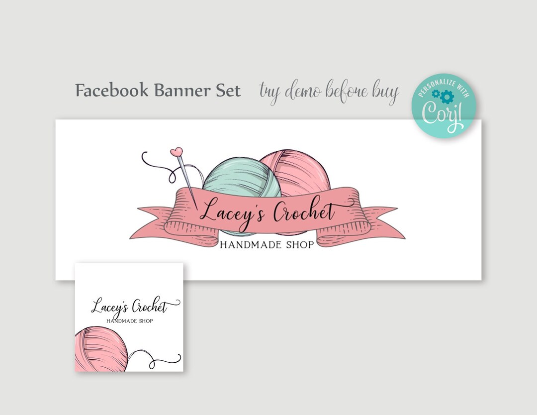 EDITABLE Knitting and Crochet Facebook Cover and Profile Etsy