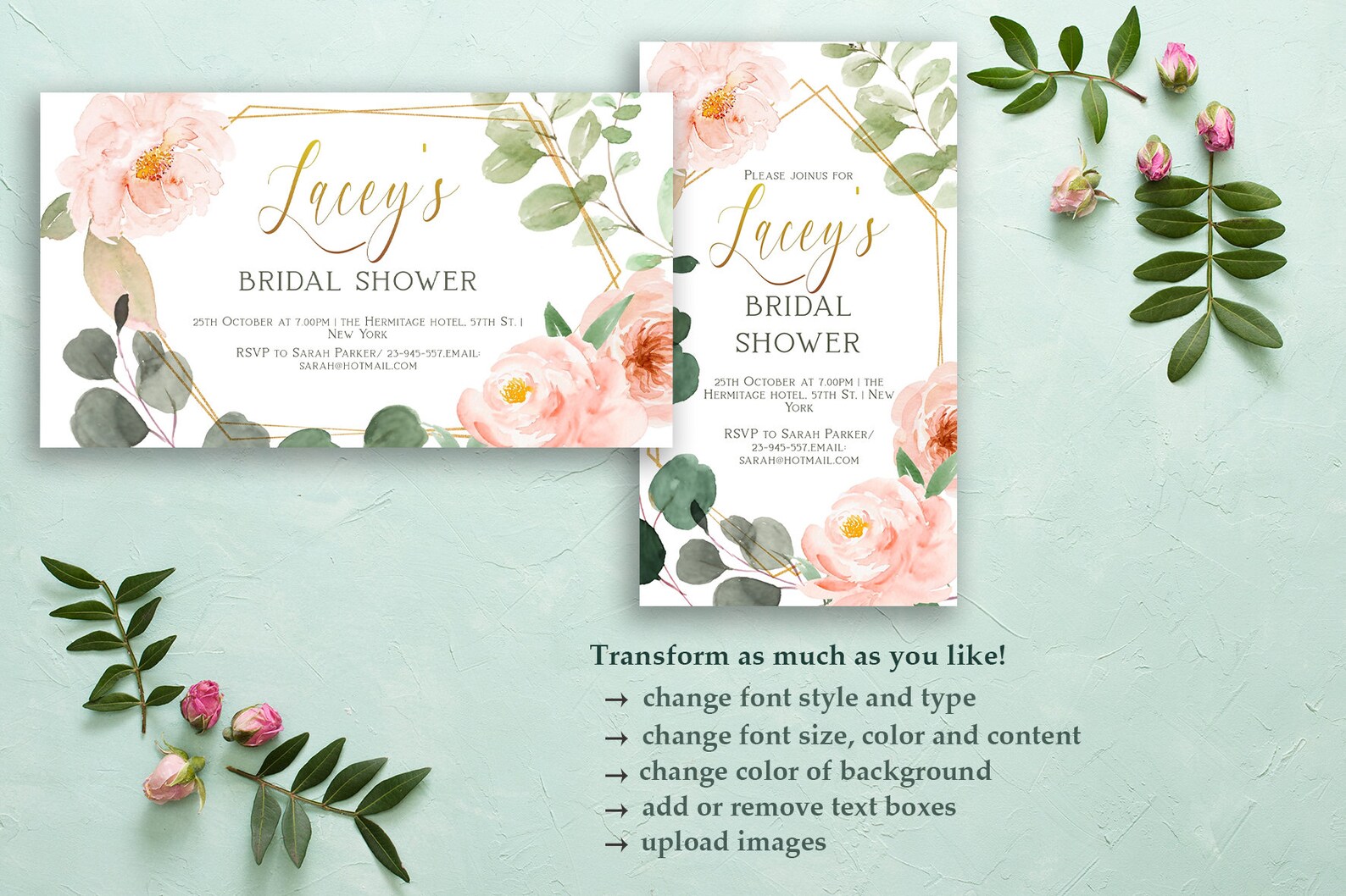 Bridal Shower Facebook Event Cover and Electronic Invitation. Etsy
