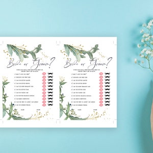 Bridal Shower Game Set. Bride or groom guess who said it first, Bridal Bingo & How Old was the Bride to-be. Instant Download Files GS9 image 2