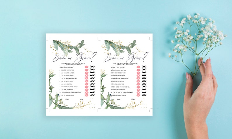 Bridal Shower Game Set. Bride or groom guess who said it first, Bridal Bingo & How Old was the Bride to-be. Instant Download Files GS9 image 2