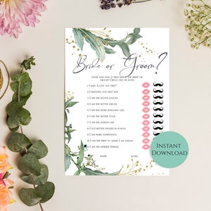 Bridal Shower Game Set. Bride or groom guess who said it first, Bridal Bingo & How Old was the Bride to-be. Instant Download Files GS9 image 5