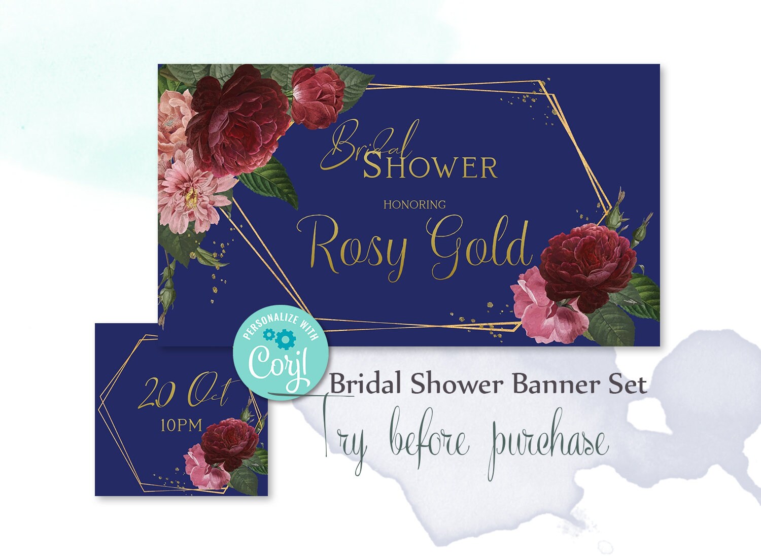 Bridal Shower Banner Set. EDITABLE FACEBOOK EVENT cover and  Etsy