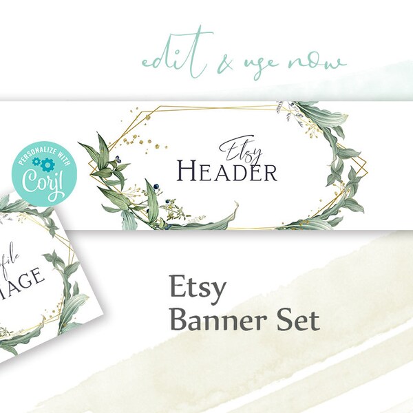 Editable Etsy header banner and Square Profile Photo Template. INSTANT DOWNLOAD DIGITAL Files. Editable banner set. Etsy Page Branding. GS9.