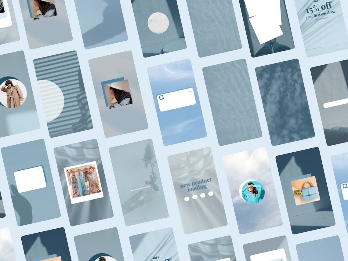 Blue Instagram Template, Instagram Reels, Tiktok Templates, Editable
