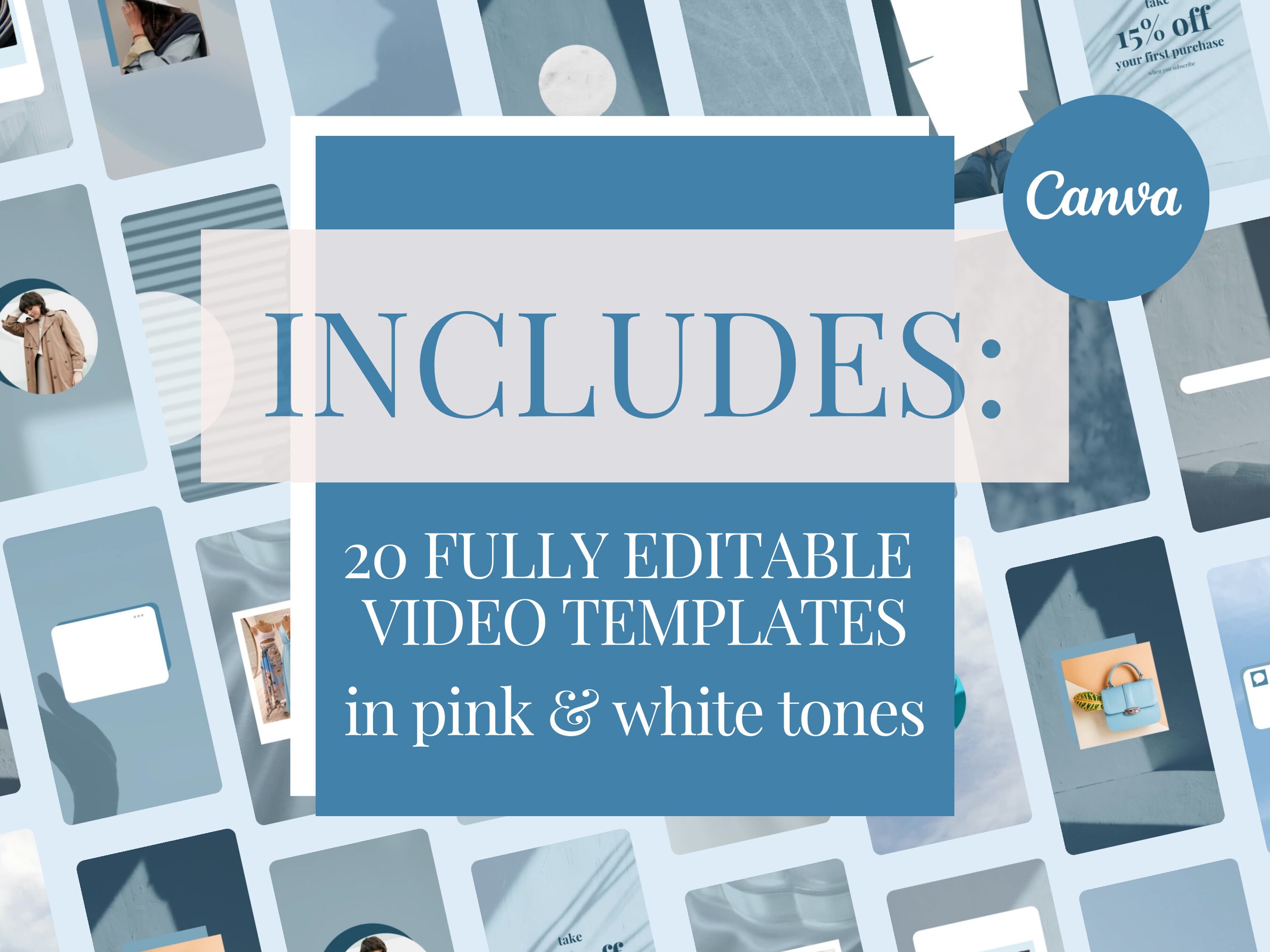 Blue Instagram Template, Instagram Reels, Tiktok Templates, Editable