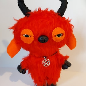 Red baby Baphomet goat plushie