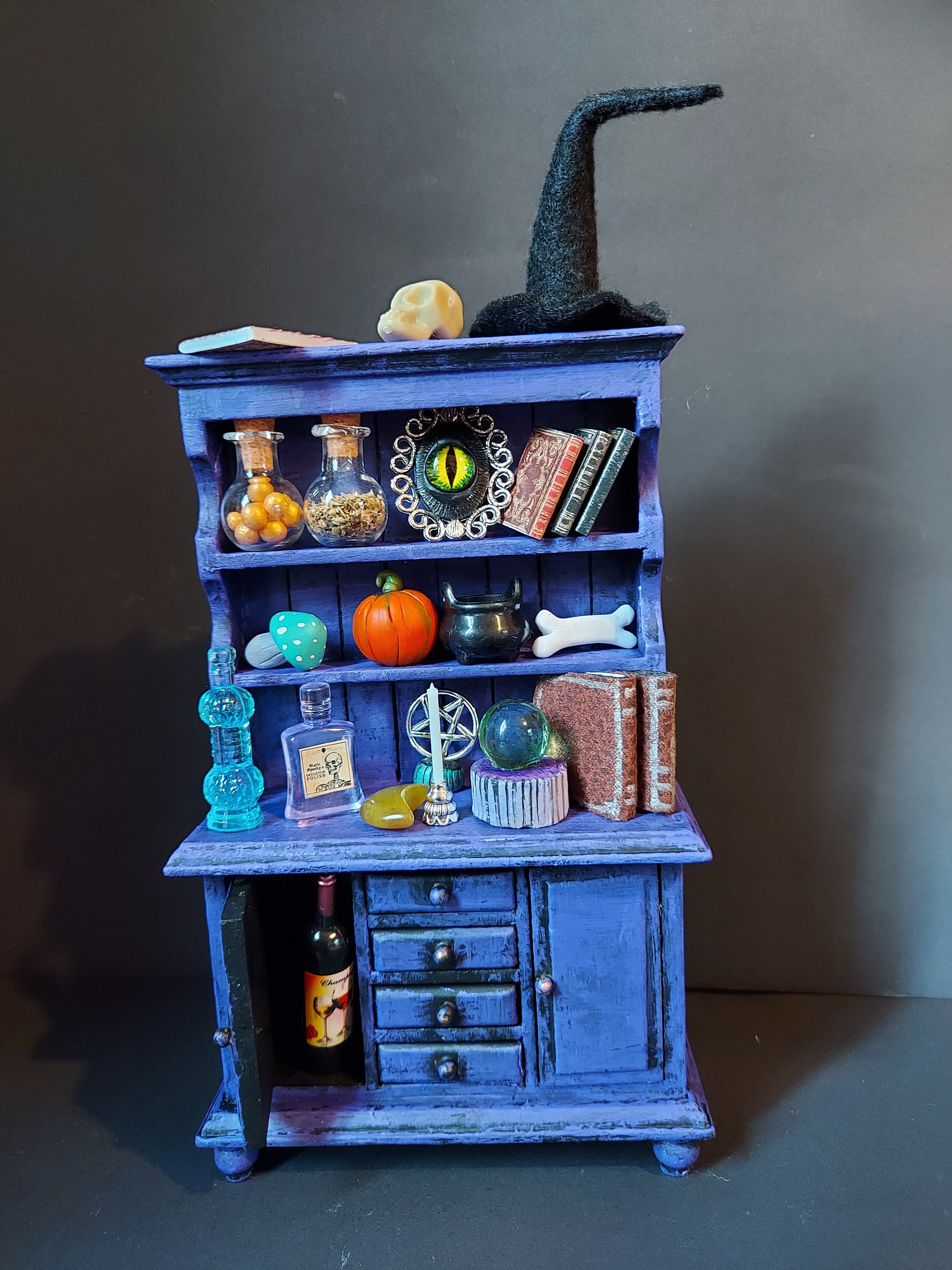 Dollhouse Miniature Witchy Cabinet of Curiosities, Made to Order