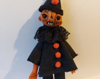 Pierot Pumpkin clown art doll