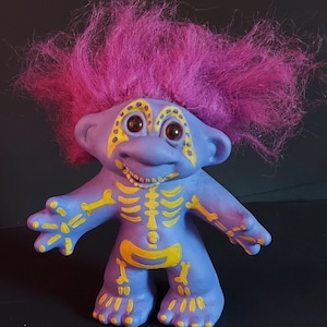 Upcycled vintage Dam troll skeleton