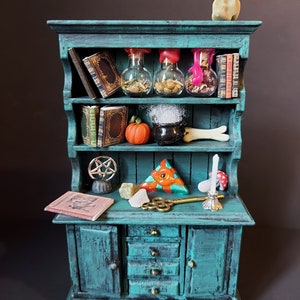 Dollhouse miniature witchy cabinet of curiosities, made to order, contents may vary.