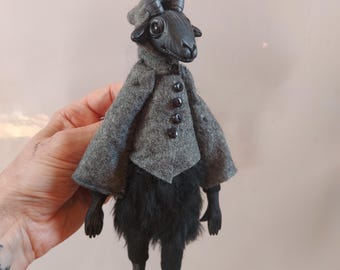 黒ヤギ人形、テディヤギ、ヤギアート人形、ぬいぐるみヤギ、動物の