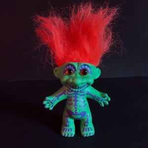 Upcycled retro Vintage troll doll skeleton