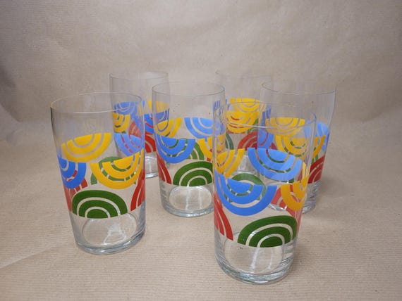 Drinking Glasses Set 6 St. in the Style of the 60s. - Etsy