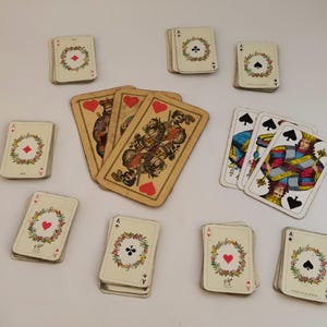 Juego de cartas en miniatura antiguo de Piatnik, naipes raros de la década de 1940, cartas de skat vintage, regalo para coleccionistas.